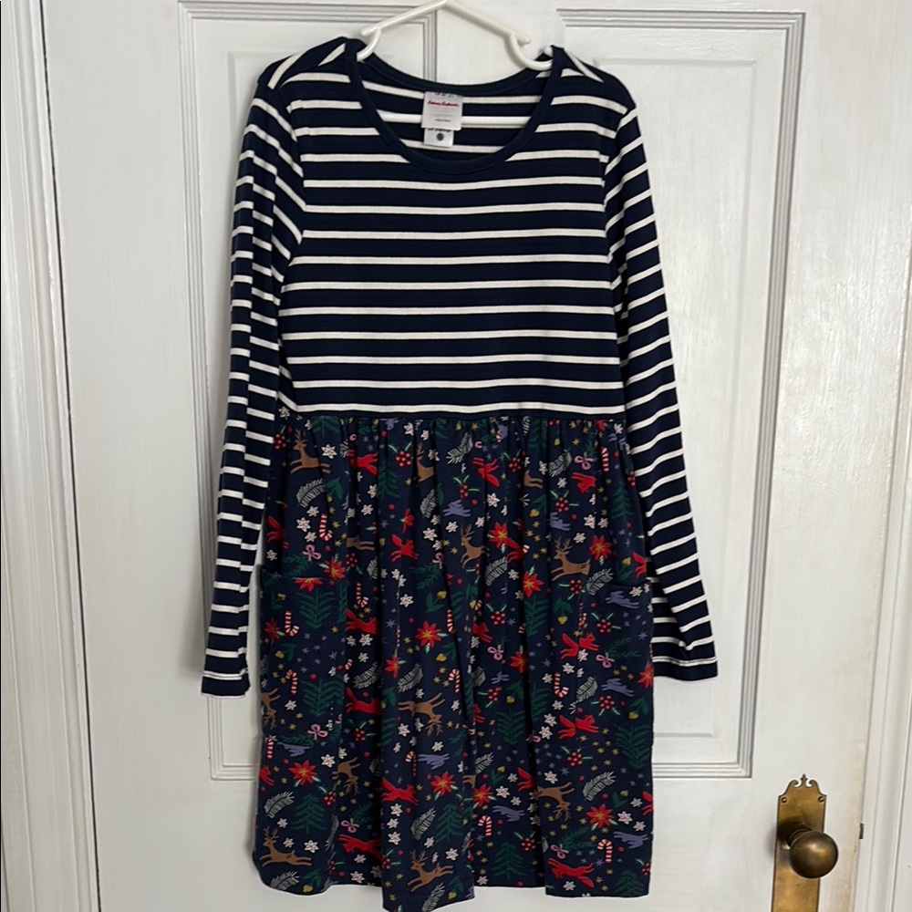 Hanna Andersson Navy Striped Christmas Dress